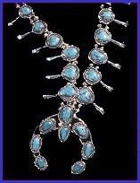 Pueblo turquoise and silver squash blossom